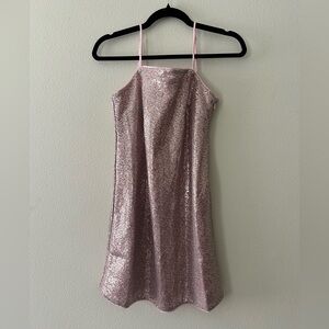Light Pink Sequin Cami Spaghetti Strap Mini Dress